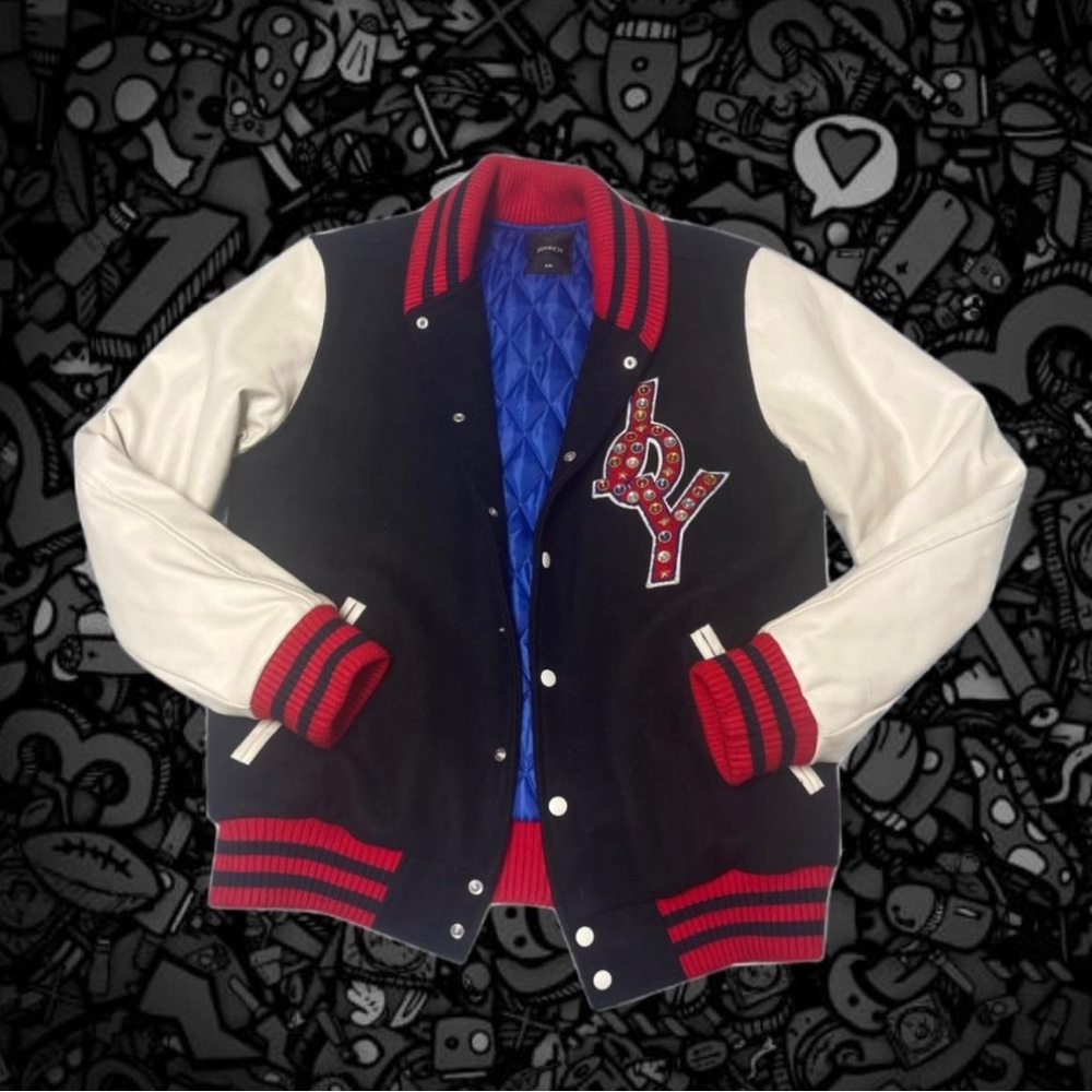 Joyrich oversized collar bedazzled Varsity Jacket
